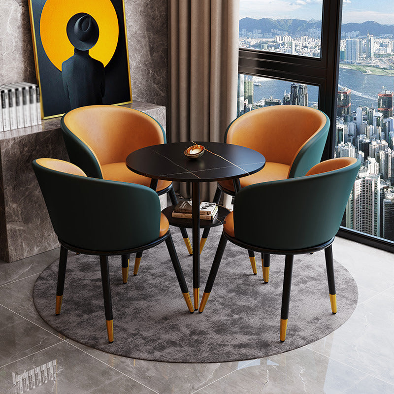 Glam Style Dining Room Set with Sintered Stone Top and 3 Legs Base Formal Table Set