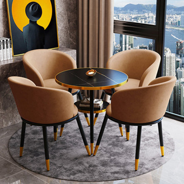 Glam Style Dining Room Set with Sintered Stone Top and 3 Legs Base Formal Table Set