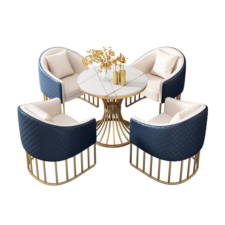 Glam Style Dining Room Set Standard Height with Pedestal Base Dining Furniture