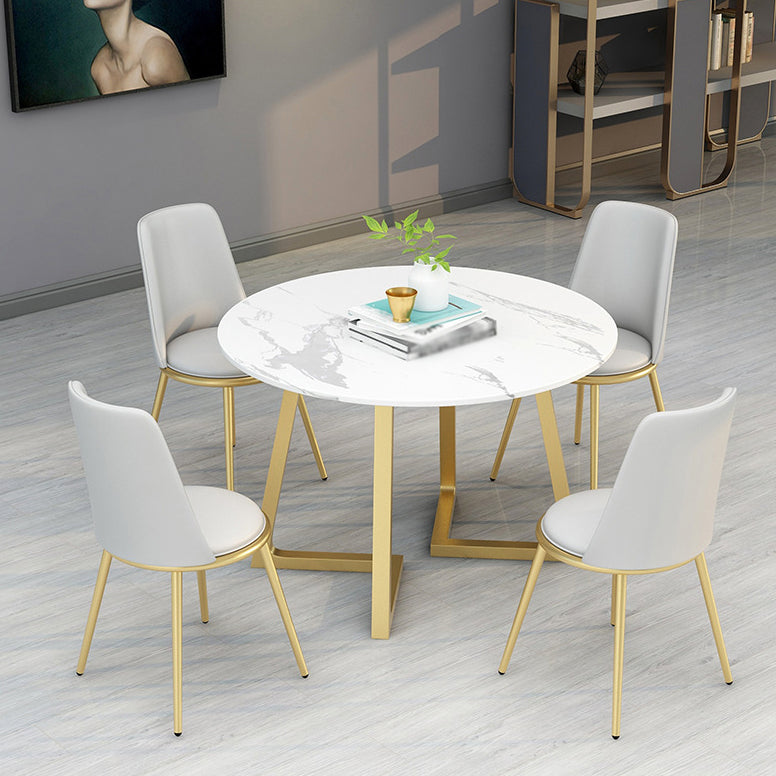 Nordic Sintered Stone Dining Room Set Standard Height with Double Pedestal Base Dining Set