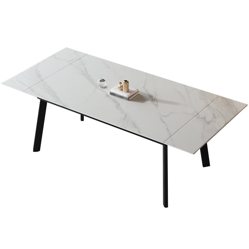 Modern Kitchen Foldable Dining Room Set with Sintered Stone Top and Black Base Dining Furniture Set