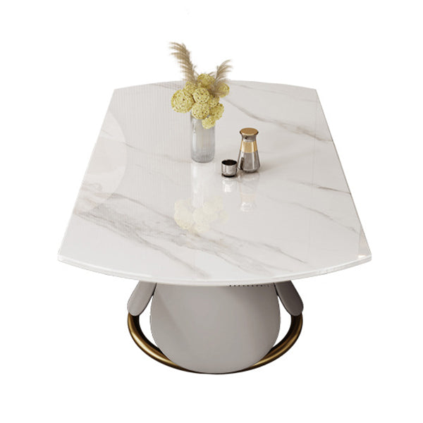 Modern Sintered Stone Dining Room Set Standard Height with Round Top and White Leg Dining Set