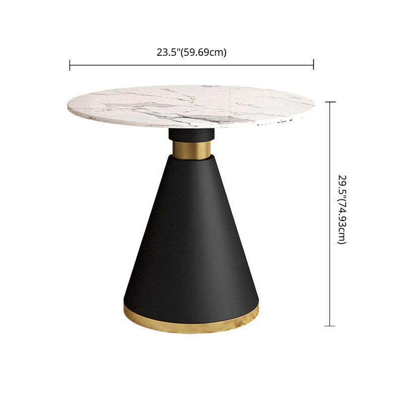 Glam Kitchen Dining Room Set Standard Height with Round Top and Metal Leg Dining Furniture