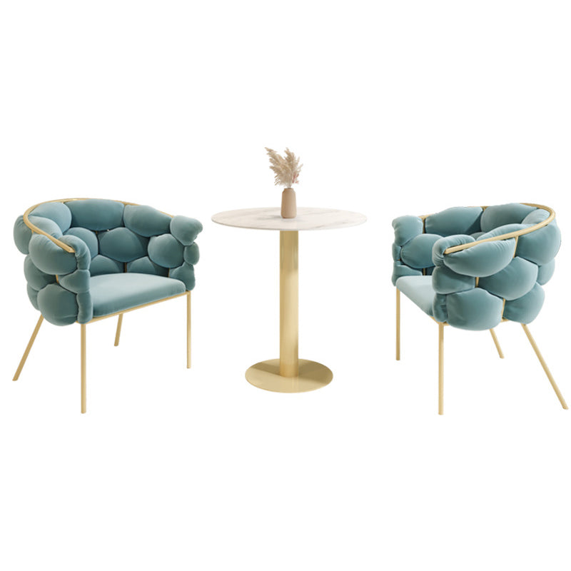 Glam Style Dining Room Set with Round Sintered Stone Top and Pedestal Base Dining Furniture