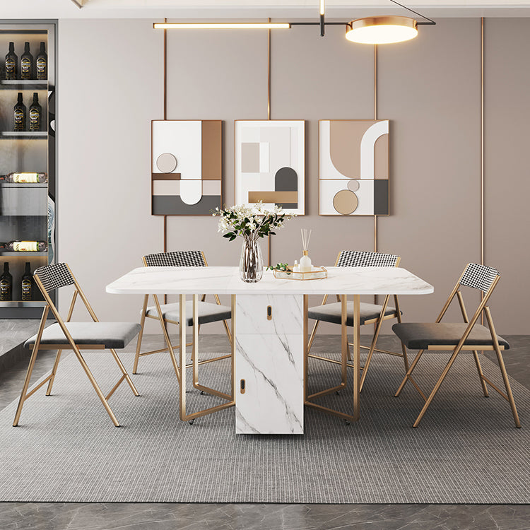 Rectangle Contemporary Sintered Stone Dining Room Set Foldable Dining Furniture for Restaurant