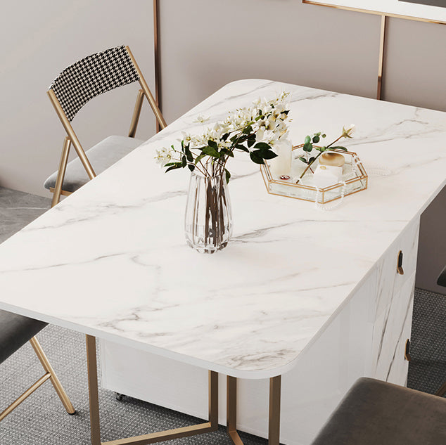 Rectangle Contemporary Sintered Stone Dining Room Set Foldable Dining Furniture for Restaurant