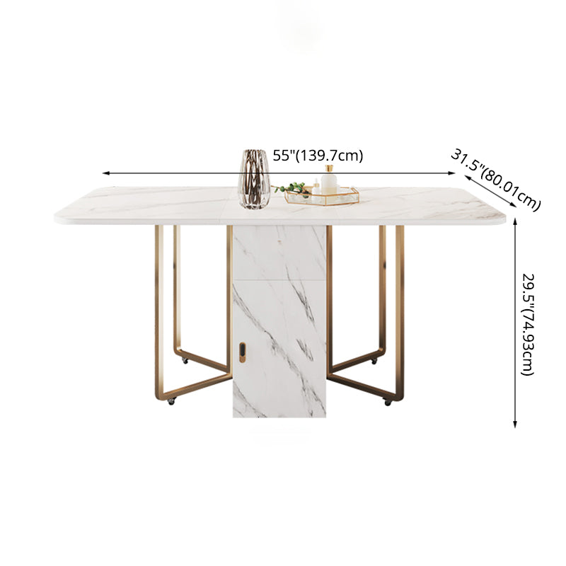 Rectangle Contemporary Sintered Stone Dining Room Set Foldable Dining Furniture for Restaurant