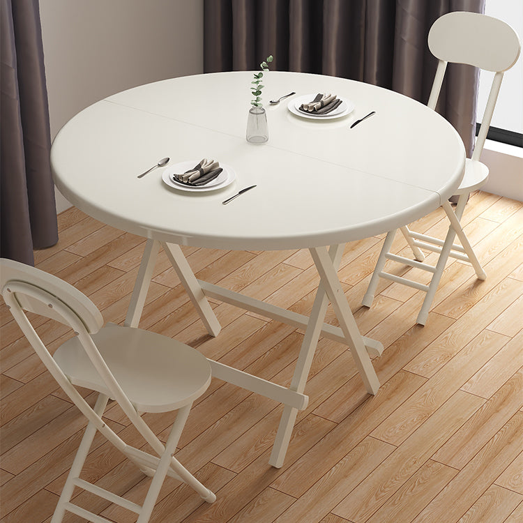Contemporary Solid Wood Top Dining Room Set with Round Foldable Table Dinette Set