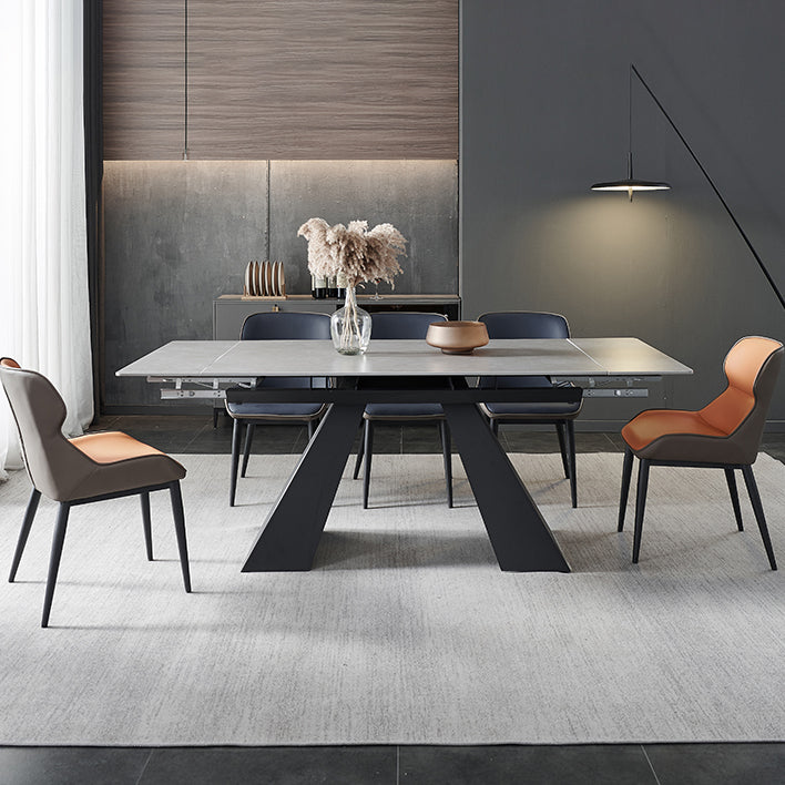 Sintered Stone Modern DiningRoomTableSet with Rectangle Table and Removable Leaf Dinette Set