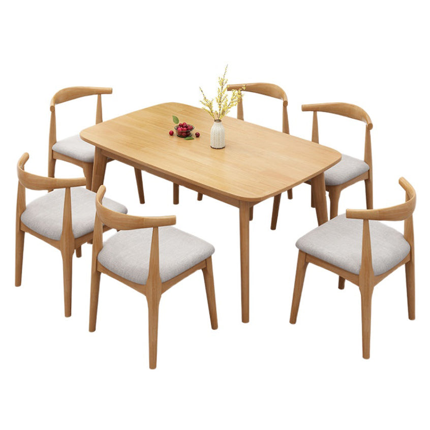 Fixed Wood Top Kitchen Table Set with 4 Legs Base Dining Table Sets for Dining Room