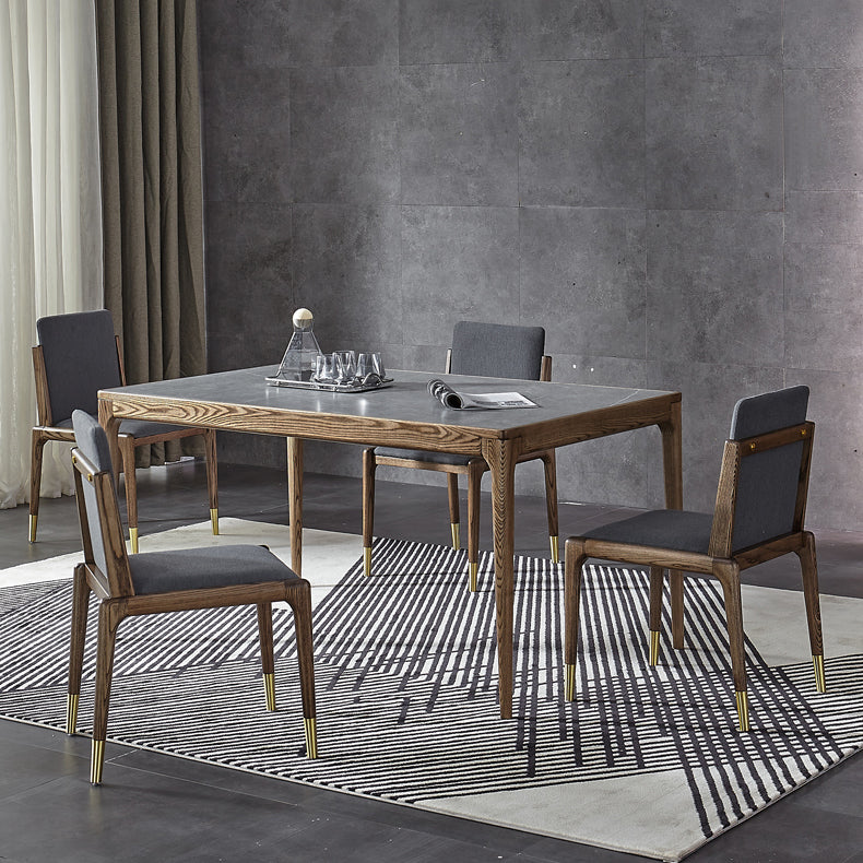 Dinotset de pierre fritrée de cuisine moderne avec ensemble de table de salle à manger de base en bois massif