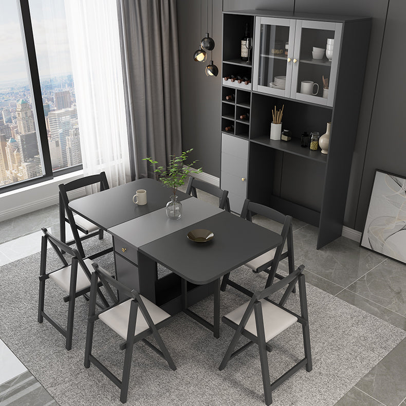 Modern Style Traditional Height Dining Set with Drop Leaf Table and Trestle Base for Home Use