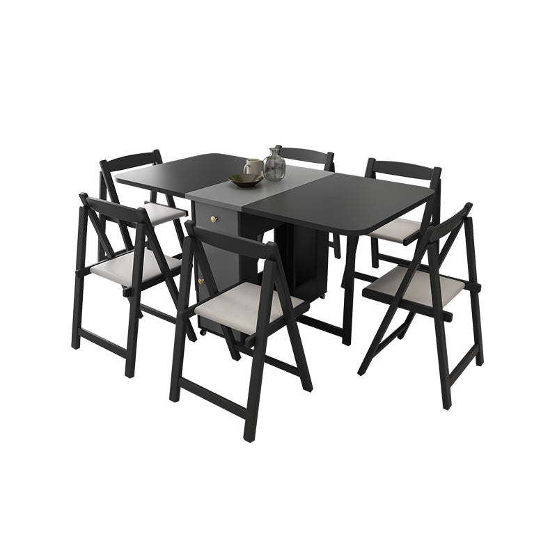Modern Style Traditional Height Dining Set with Drop Leaf Table and Trestle Base for Home Use