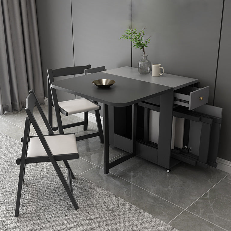 Modern Style Traditional Height Dining Set with Drop Leaf Table and Trestle Base for Home Use