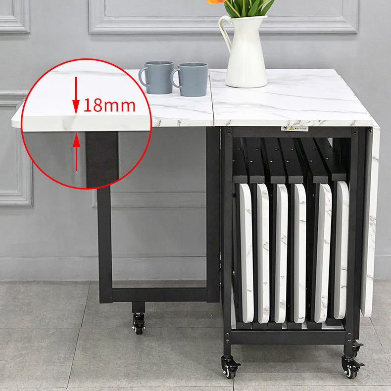 Contemporary Style Sintered Stone Dining Table with Removable Leaf and Trestle Base