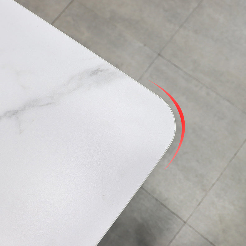 Contemporary Style Sintered Stone Dining Table with Removable Leaf and Trestle Base