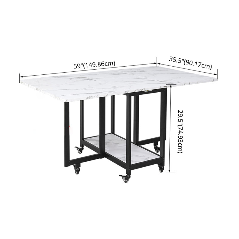 Contemporary Style Sintered Stone Dining Table with Removable Leaf and Trestle Base