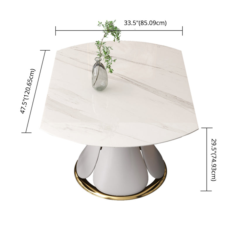 Contemporary Style Sintered Stone Dining Table with Built-in Storage Layer and Pedestal Base