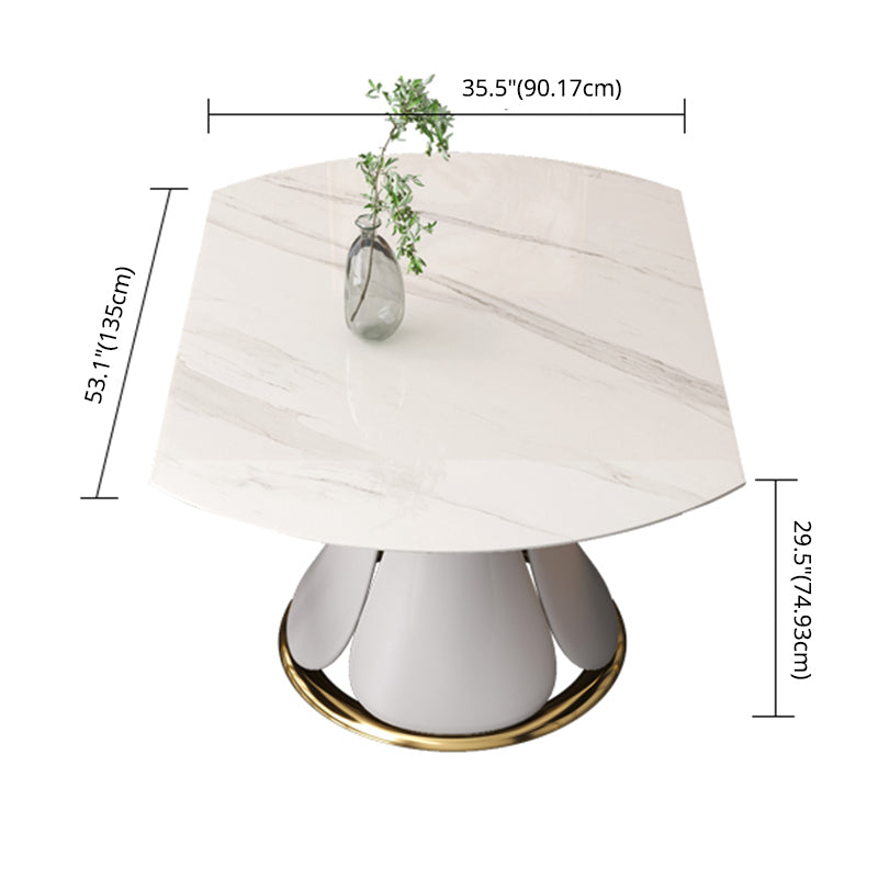 Contemporary Style Sintered Stone Dining Table with Built-in Storage Layer and Pedestal Base