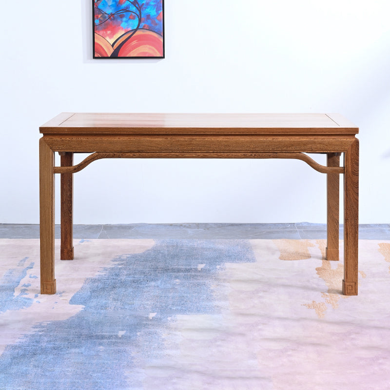 Traditional Style Solid Wood Dining Set with Walnut Fixed Table and 4 Legs Base for Home Use