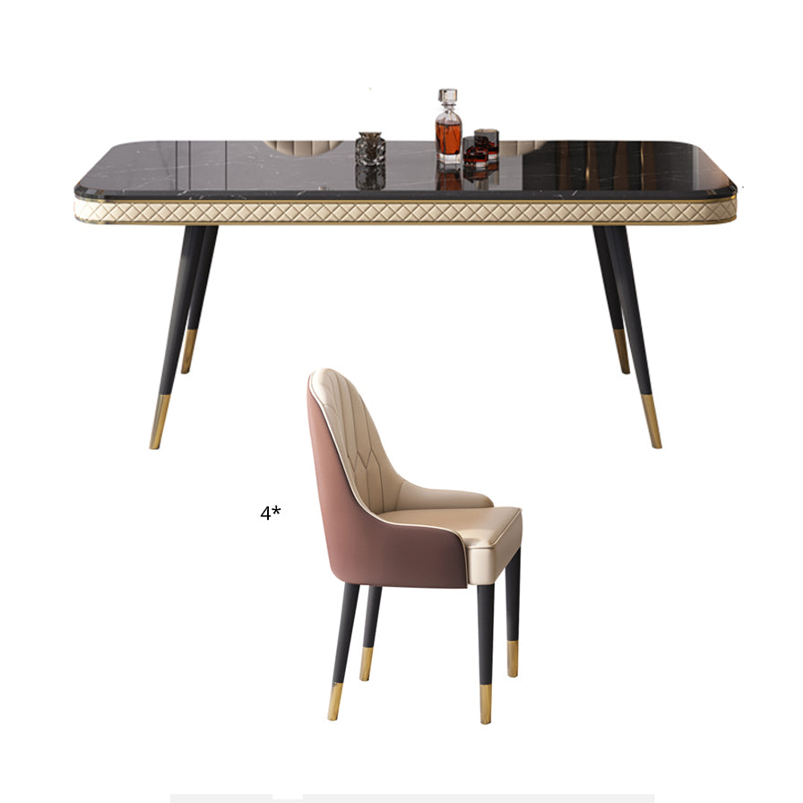 Dining Room Sets Contemporary with Sintered Stone Table and Cushion Chairs