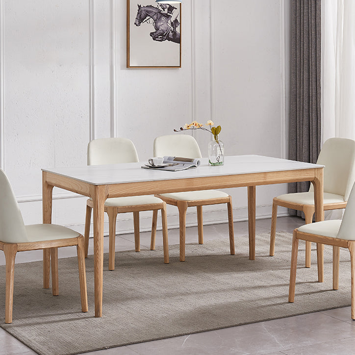 Dining Room Set Minimalist with Solid Wood Table and Upholstered Chairs