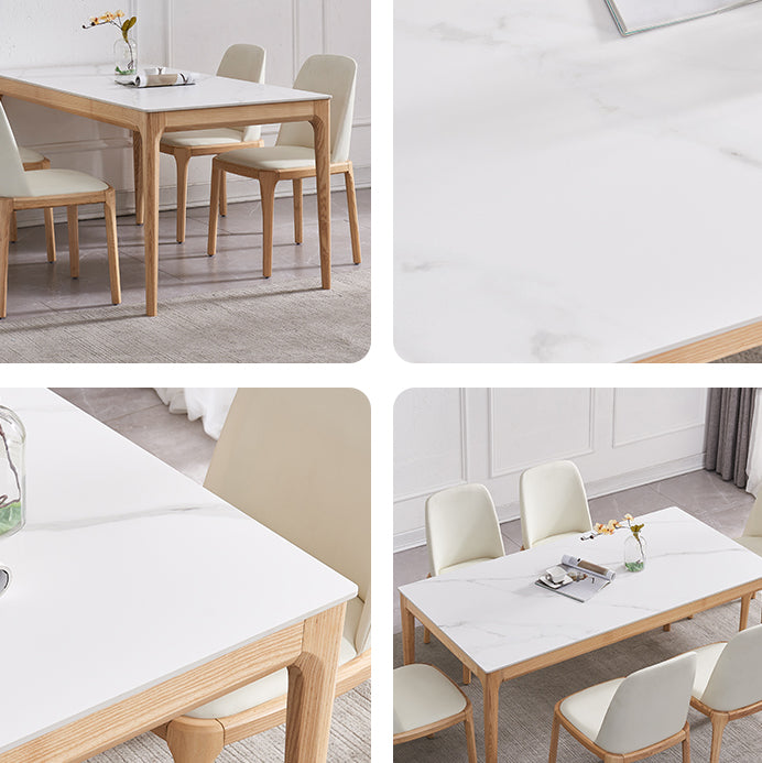 Dining Room Set Minimalist with Solid Wood Table and Upholstered Chairs