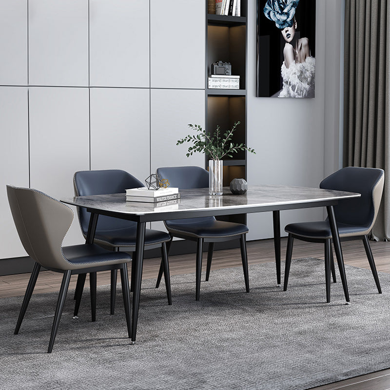 Dining Room Sets Modern with Sintered Stone Table and Upholstered Chairs