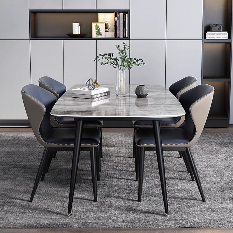 Dining Room Sets Modern with Sintered Stone Table and Upholstered Chairs