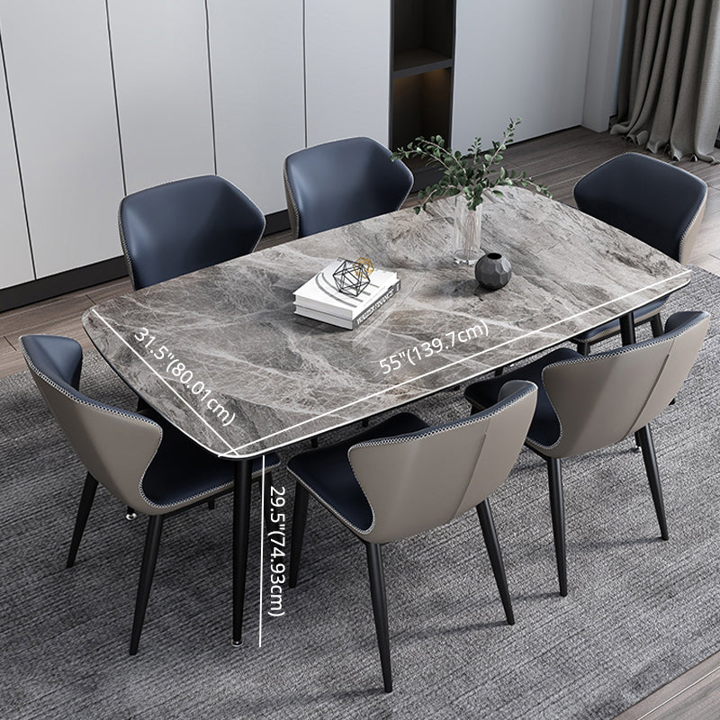 Dining Room Sets Modern with Sintered Stone Table and Upholstered Chairs