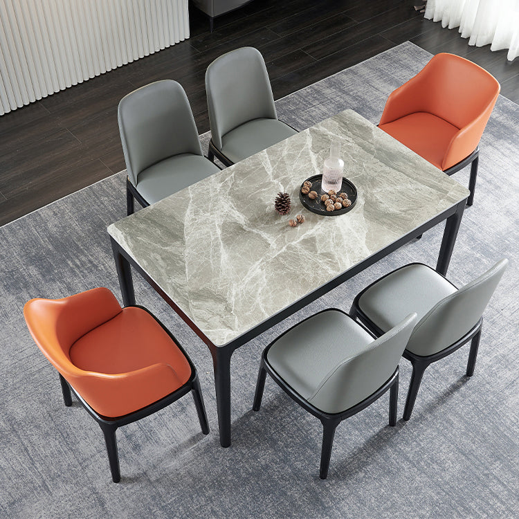 Minimalist Style Dining Table Set with Rectangle Shape Table and Padded Chairs