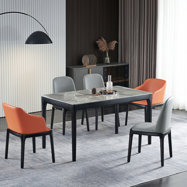 Minimalist Style Dining Table Set with Rectangle Shape Table and Padded Chairs