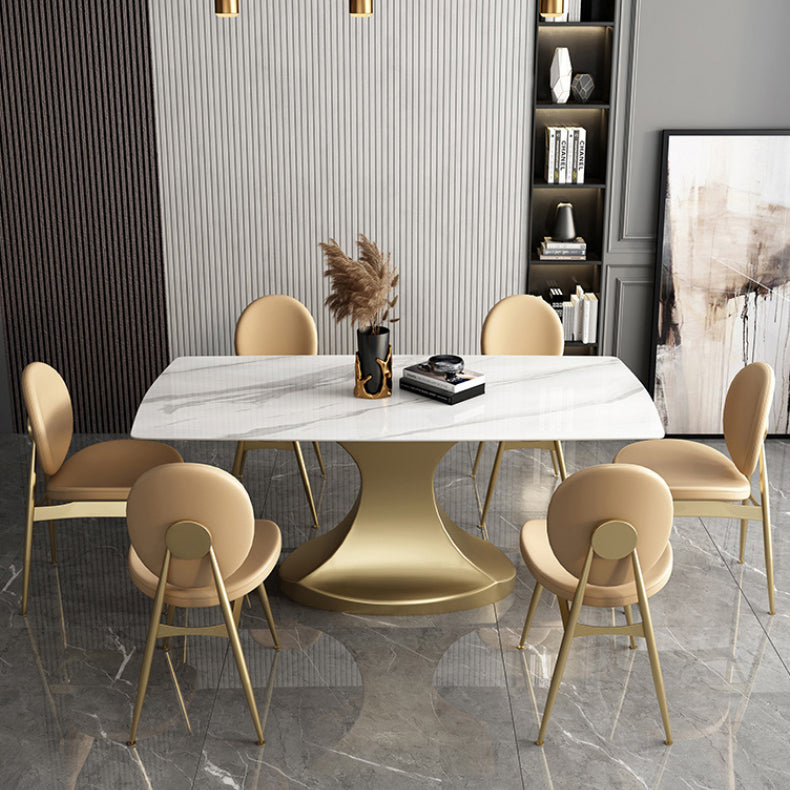 Minimalist Style Table Set with Rectangle Shape Table and Upholstered Chairs