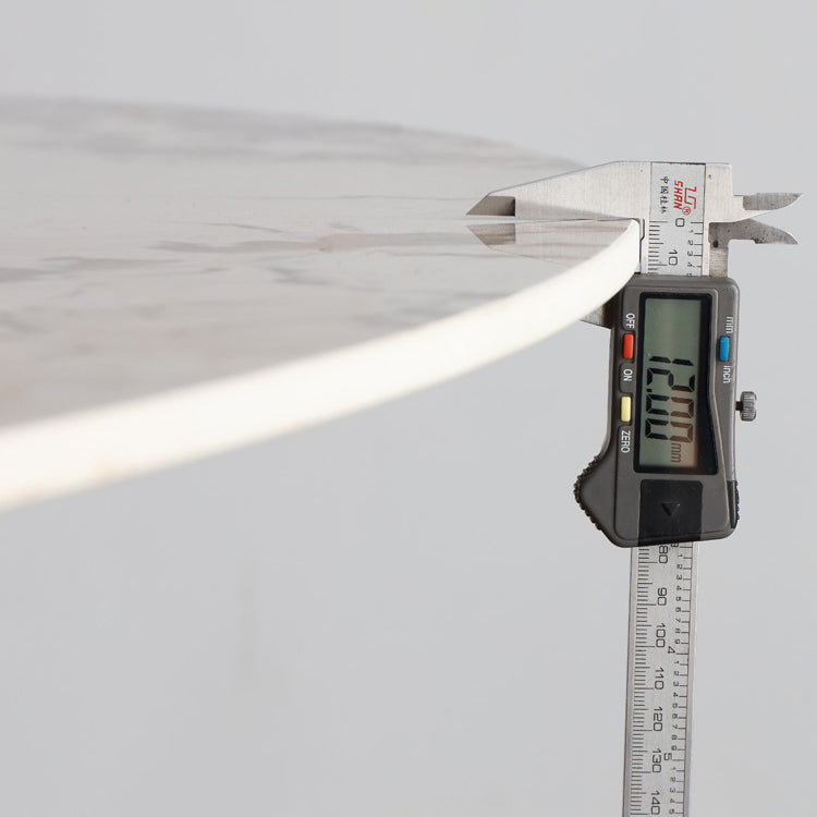 Nordic Sintered Stone Table Set of 5/7 with Rotatable Round Table Dining Set with Leather Chairs