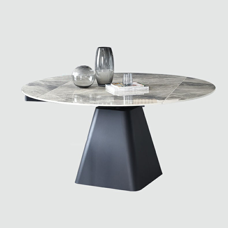 Foldable Round Sintered Stone Dining Table of 5/7 with Metal Base Nordic Dining Set for Restaurant