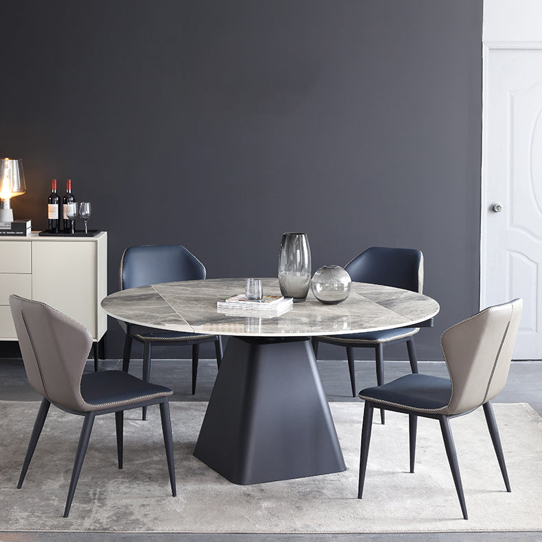 Foldable Round Sintered Stone Dining Table of 5/7 with Metal Base Nordic Dining Set for Restaurant