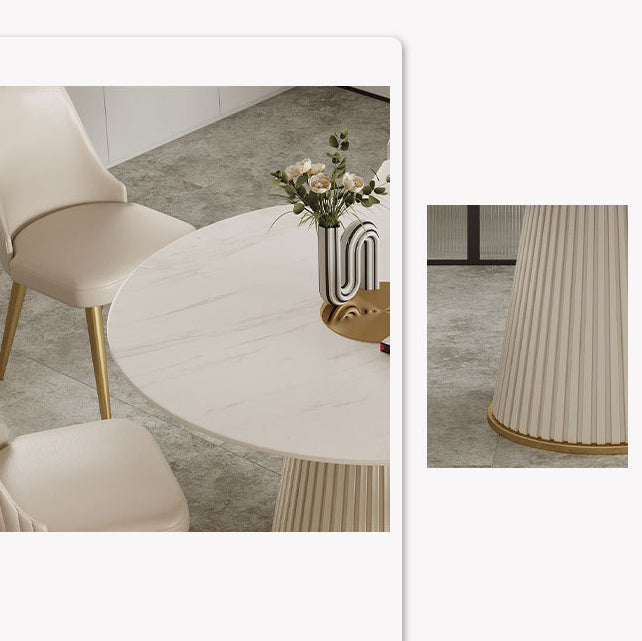 Nordic Round Sintered Stone Dining Table for 4/6 with Pedestal Base Dining Setfor Restaurant