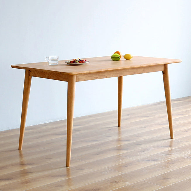 Minimalist Standard Khaki Dining Set Rectangle Shape Solid Wood Dining Set with 4 Legs Base
