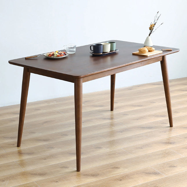 Minimalist Standard Khaki Dining Set Rectangle Shape Solid Wood Dining Set with 4 Legs Base