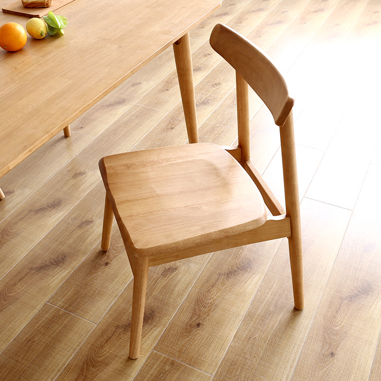 Minimalist Standard Khaki Dining Set Rectangle Shape Solid Wood Dining Set with 4 Legs Base