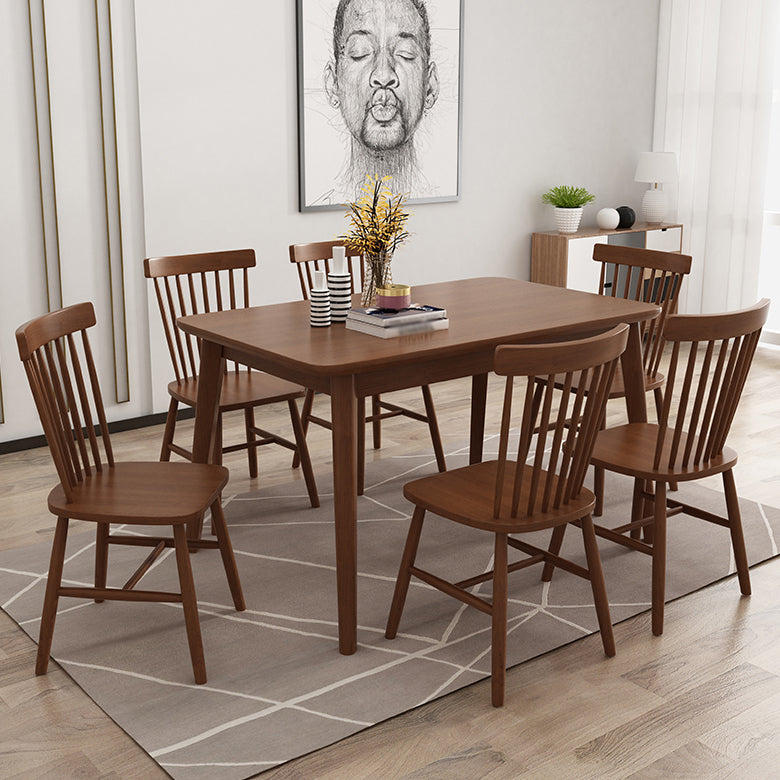Modern Khaki Rectangle Shape Dining Set Solid Wood Standard Dining Set for Kitchen