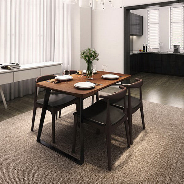 Contemporary Solid Wood Rectangle Shape Dining Set Kitchen Standard Dining Set with Double Pedestal