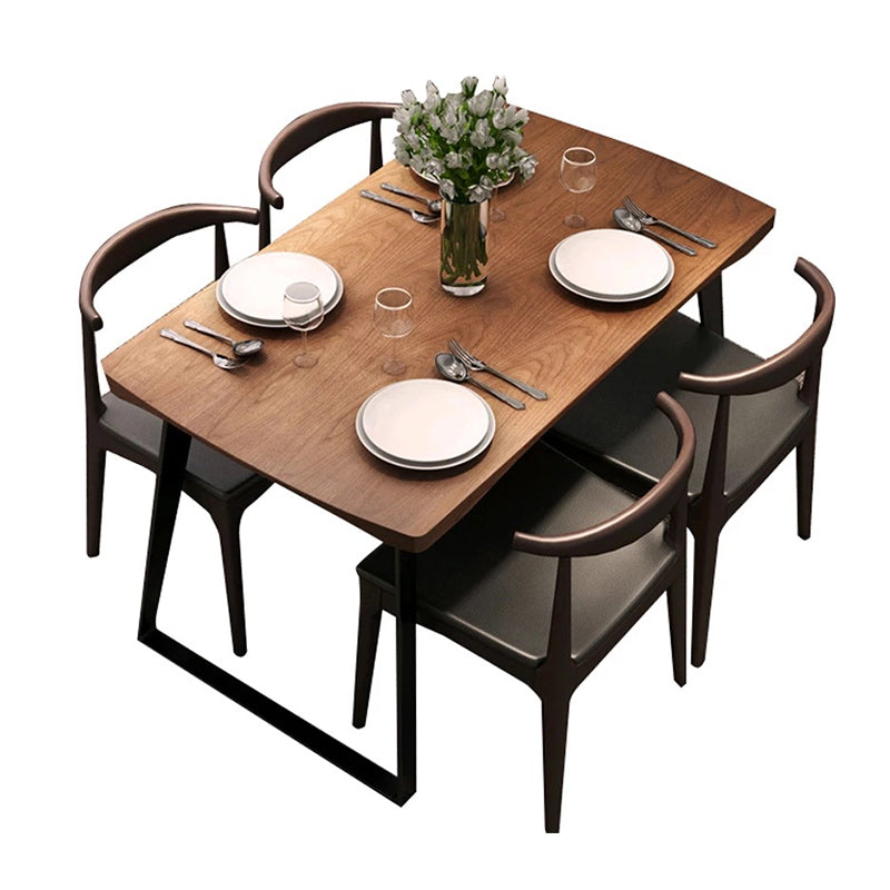 Contemporary Solid Wood Rectangle Shape Dining Set Kitchen Standard Dining Set with Double Pedestal