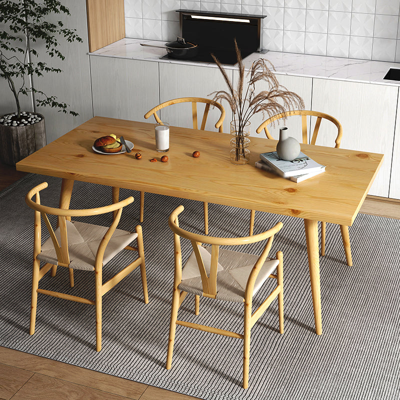 Contemporary Solid Wood Standard Dining Set Rectangle Kitchen Dining Set with 4 Legs Base