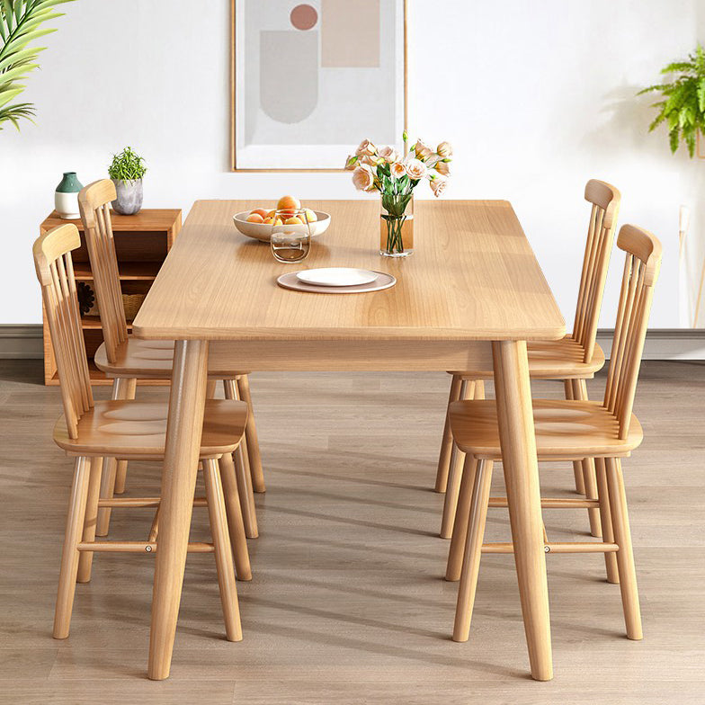 Minimalist Khaki Standard Dining Set Solid Wood Rectangle Shape Dining Set with 4 Legs Table