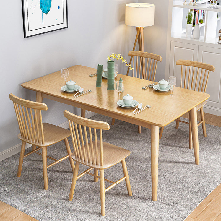 Minimalist Khaki Standard Dining Set Solid Wood Rectangle Shape Dining Set with 4 Legs Table