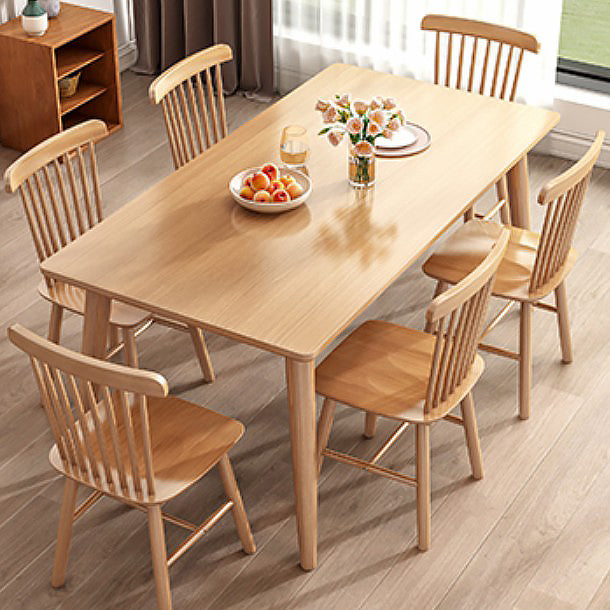 Minimalist Khaki Standard Dining Set Solid Wood Rectangle Shape Dining Set with 4 Legs Table