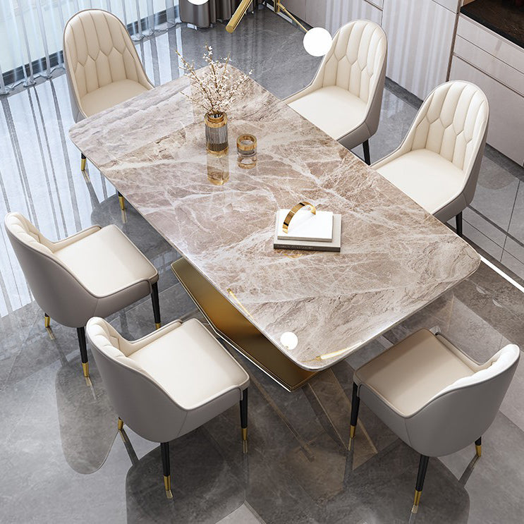 Modern Gray Kitchen Dining Set Sintered Stone Rectangle Shape Dining Set with Pedestal