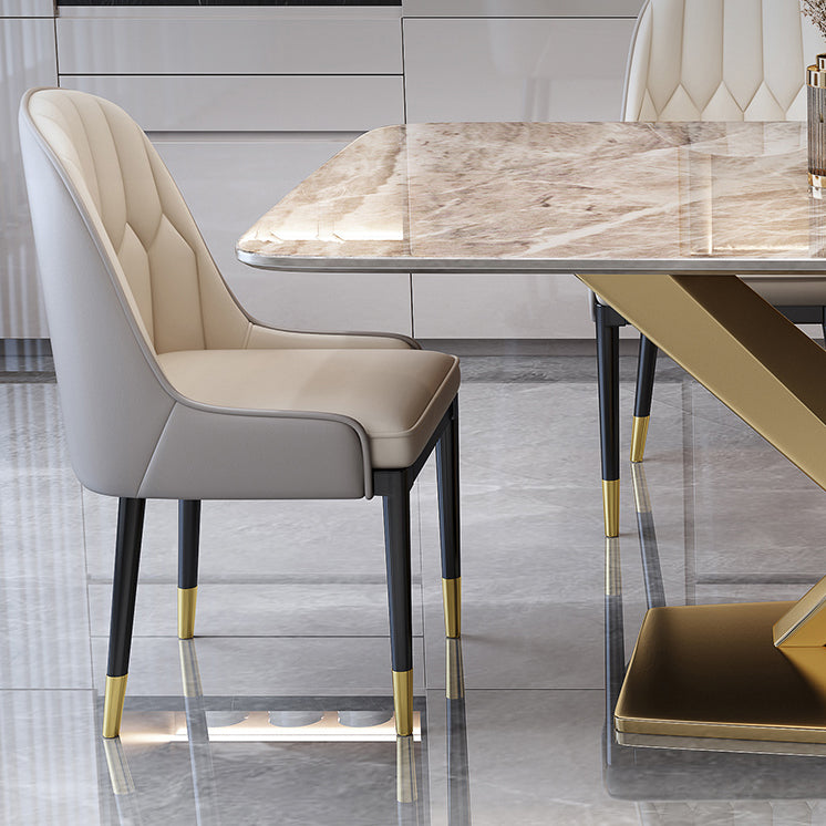 Modern Gray Kitchen Dining Set Sintered Stone Rectangle Shape Dining Set with Pedestal