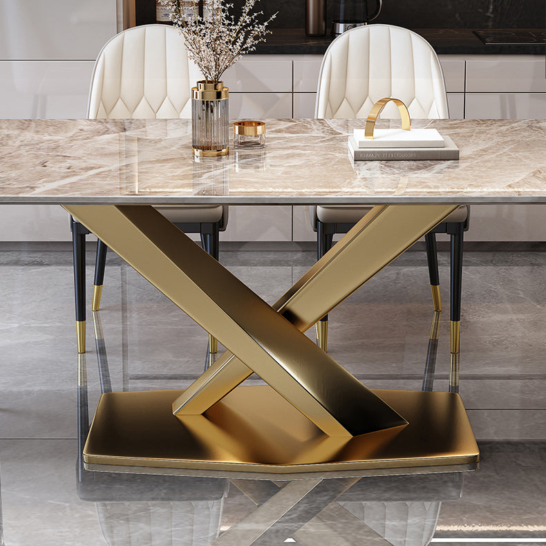 Modern Gray Kitchen Dining Set Sintered Stone Rectangle Shape Dining Set with Pedestal